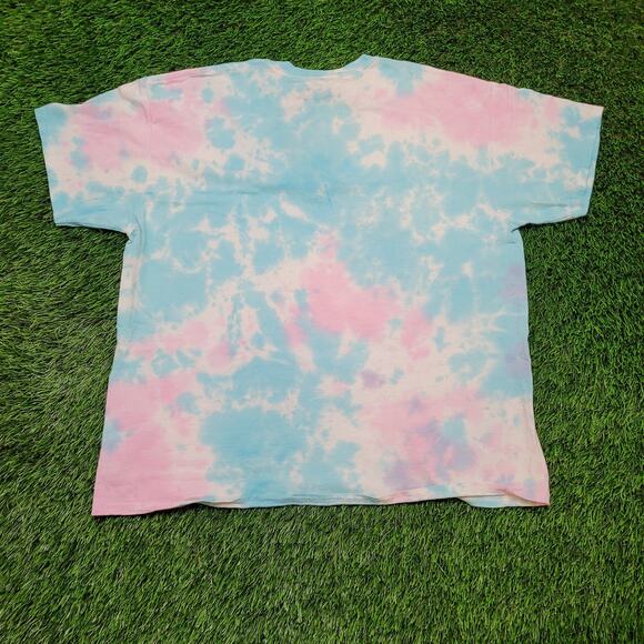 VTG Style AC/DC Band Tee T-Shirt Womens L/XL Oversized Pink Tie Dye V-Notch 2017 - Picture 4 of 6